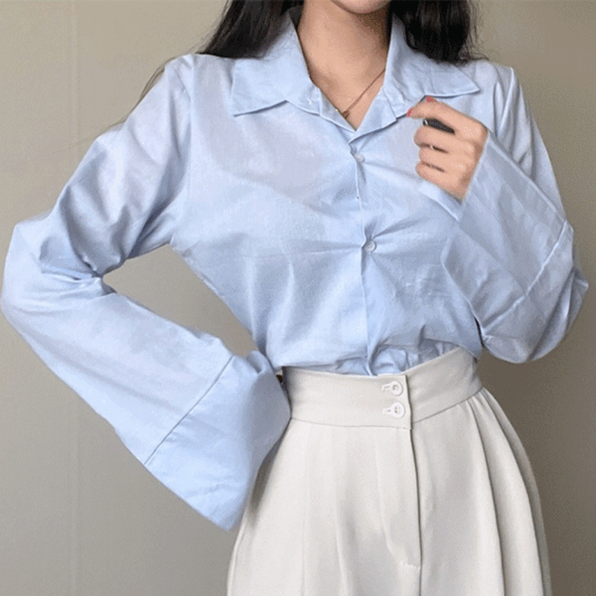[허리잘록,슬림핏] 뒷밴딩 커프스 긴팔 크롭 셔츠 남방 4color